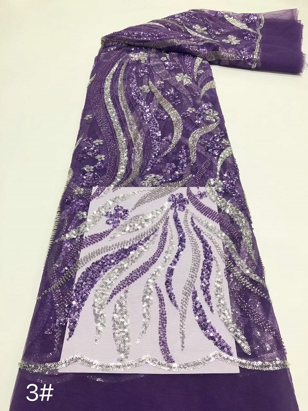 High Luxury Bridal Embroidery Beaded Lace Fabric for Evening Dress - 图片 4