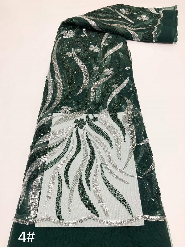 High Luxury Bridal Embroidery Beaded Lace Fabric for Evening Dress - 图片 5
