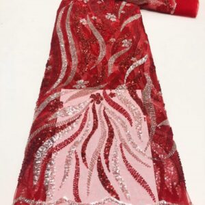 High Luxury Bridal Embroidery Beaded Lace Fabric for Evening Dress
