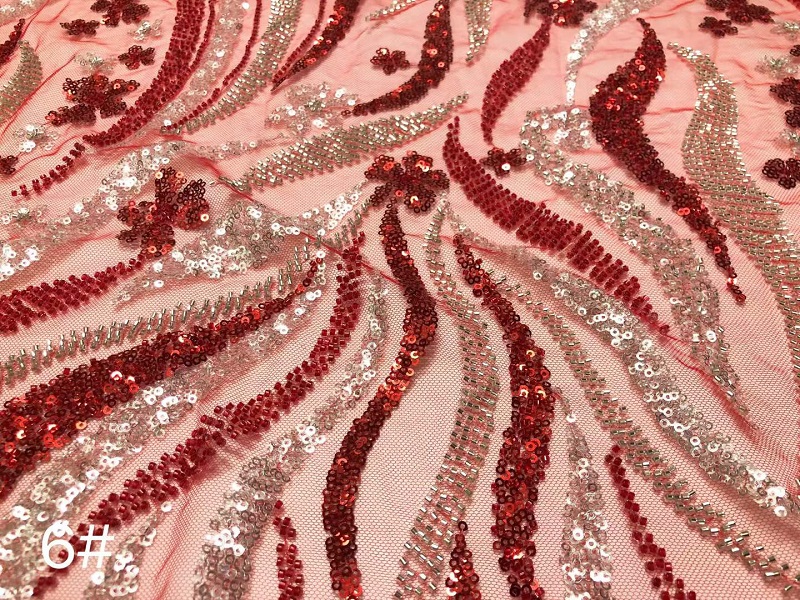 High Luxury Bridal Embroidery Beaded Lace Fabric for Evening Dress - 图片 7