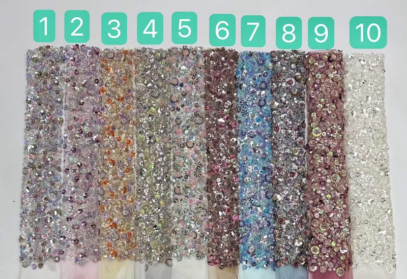 High Luxury Bridal Embroidery Beaded Lace Fabric for Evening Dress 2811 - 图片 9
