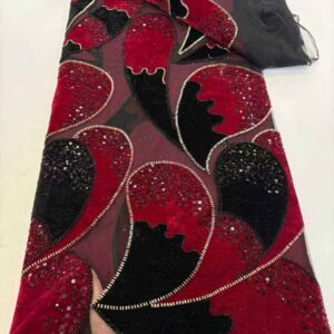 French Beaded Sequins Lace Embroidery Fabric for Women's Wedding Dress 6003