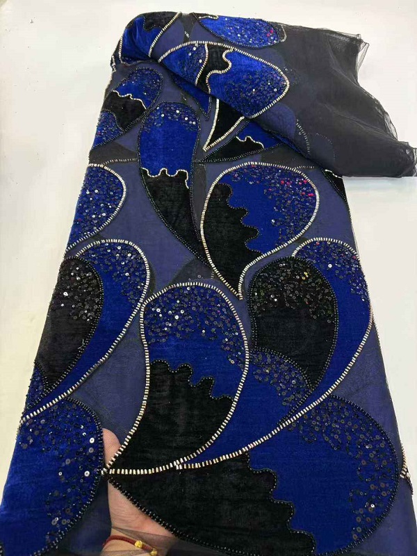 French Beaded Sequins Lace Embroidery Fabric for Women's Wedding Dress 6003 - 图片 4