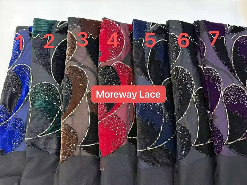 French Beaded Sequins Lace Embroidery Fabric for Women's Wedding Dress 6003 - 图片 5