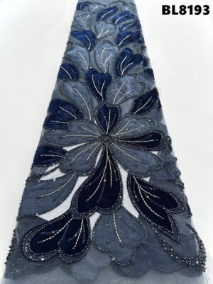 Elegant Handmade Lacer Beaded Lace Fabric with Sequins for Luxury Wedding & Party Dresses