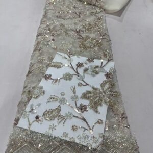 High Quality Luxury Bridal Beaded Embroidery Lace Fabric for Evening & Wedding Dress EM002