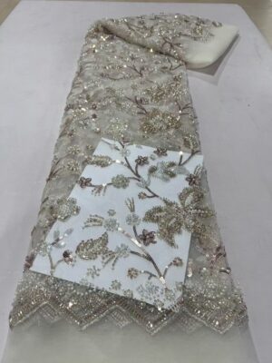 High Quality Luxury Bridal Beaded Embroidery Lace Fabric for Evening & Wedding Dress EM002
