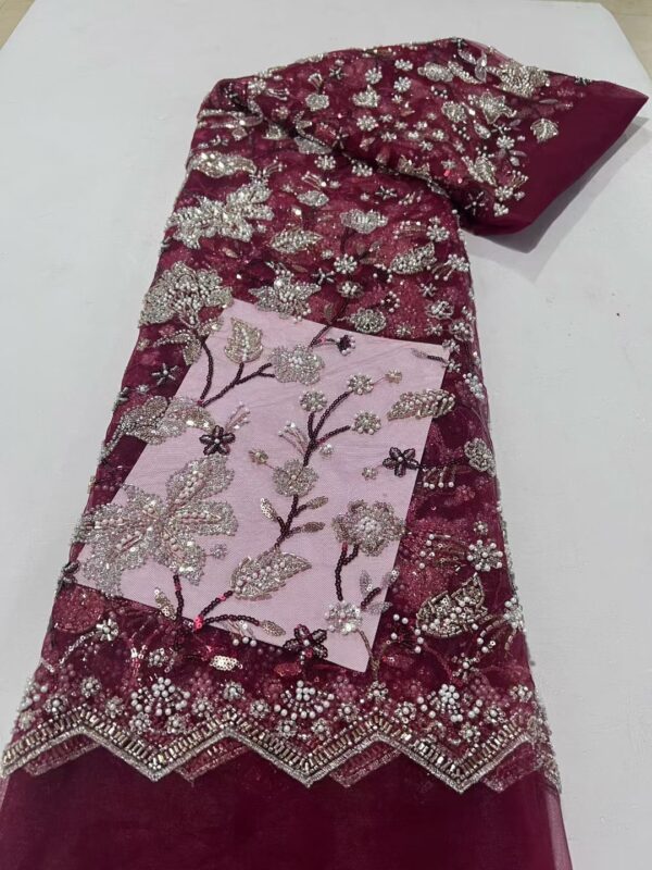 High Quality Luxury Bridal Beaded Embroidery Lace Fabric for Evening & Wedding Dress EM002