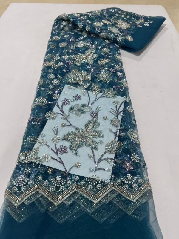 High Quality Luxury Bridal Beaded Embroidery Lace Fabric for Evening & Wedding Dress EM002