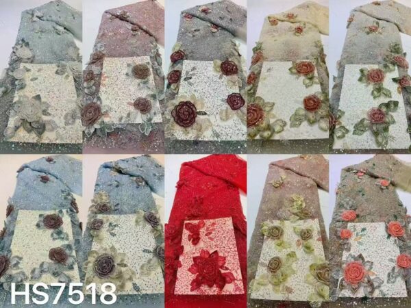 French Elegance Vintage High Quality Sexy Floral Eco-Friendly Sequins Embroidered Organza Lace Fabric for Dresses