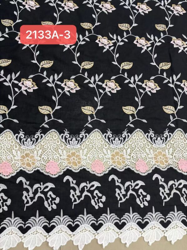 Bulk Order Luxury Cotton Embroidery Lace Border Fabric for Manufacturers & Boutiques