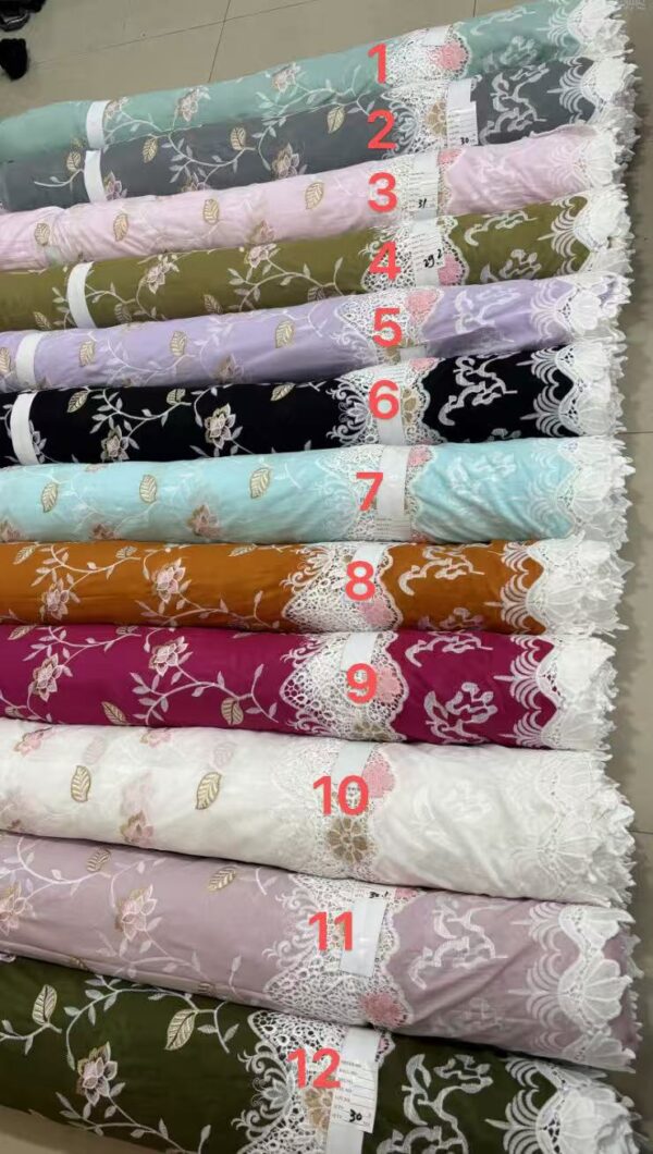 Bulk Order Luxury Cotton Embroidery Lace Border Fabric for Manufacturers & Boutiques