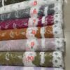Wholesale Cotton Embroidery Dress Fabric with White Gold Threadwork & Lace Edge