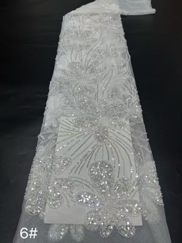 Heavy Pearl Bead Tube Fabric for Evening Gowns & Bridal