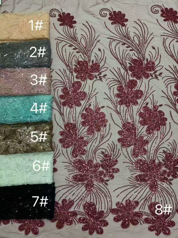 Heavy Pearl Bead Tube Fabric for Evening Gowns & Bridal