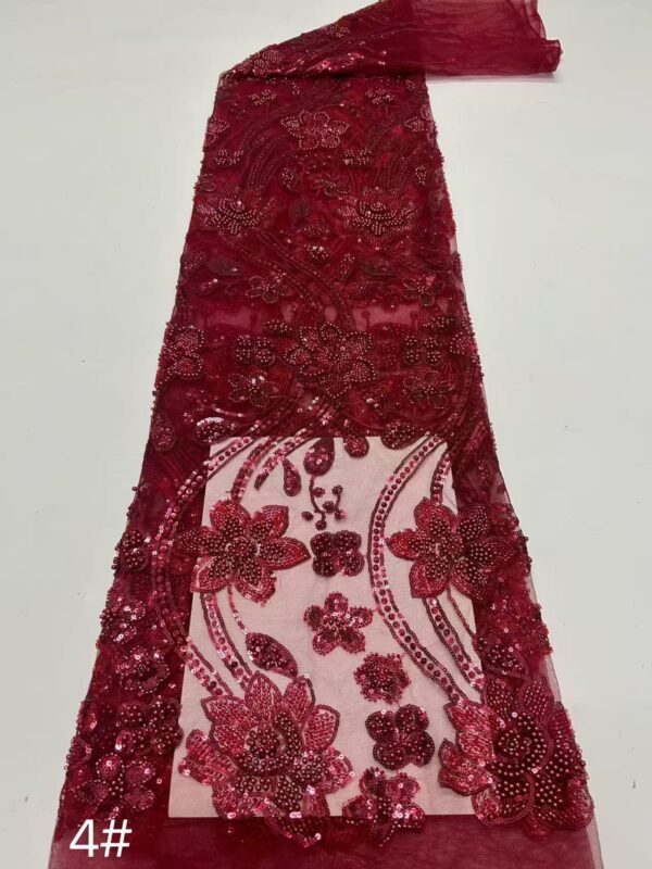 Premium Heavy Beaded Embroidery Fabric Wholesale4122