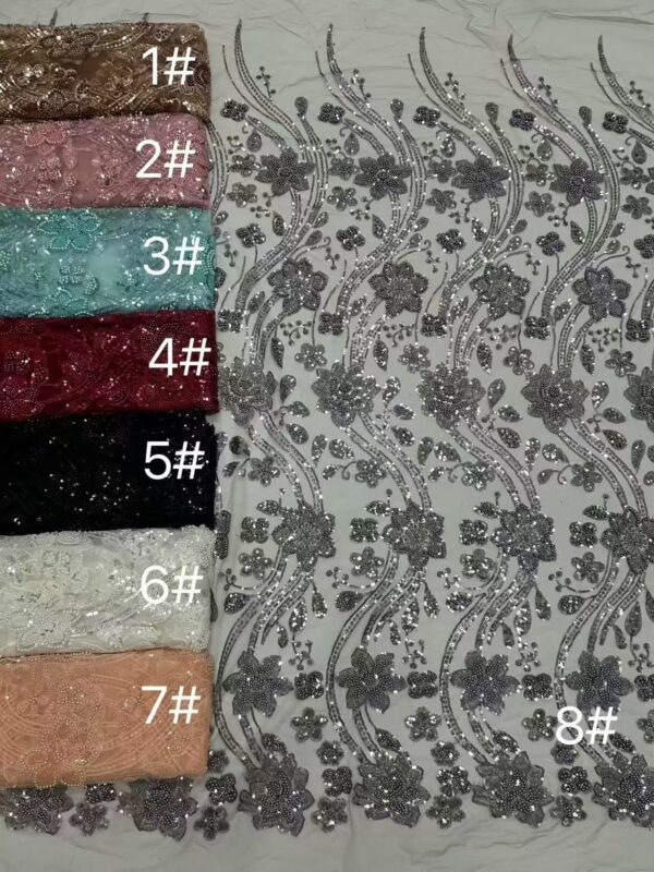 Wholesale Luxury Beaded Embroidery Fabric for Evening Gowns and Wedding Dresses4122