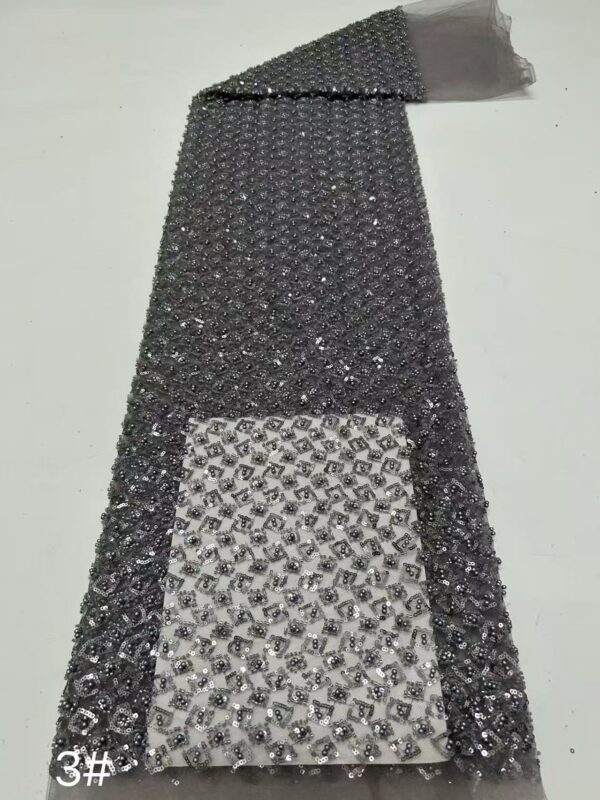 Premium Beaded Tulle Embroidery Fabric - Factory Price Bead Fabric for Prom & Bridal4124