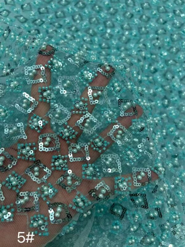 Premium Beaded Tulle Embroidery Fabric - Factory Price Bead Fabric for Prom & Bridal4124