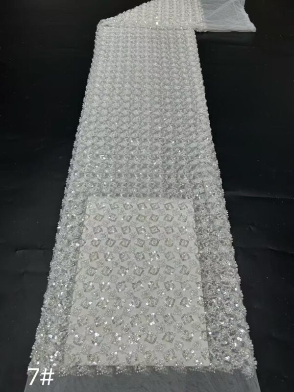 Premium Beaded Tulle Embroidery Fabric - Factory Price Bead Fabric for Prom & Bridal4124