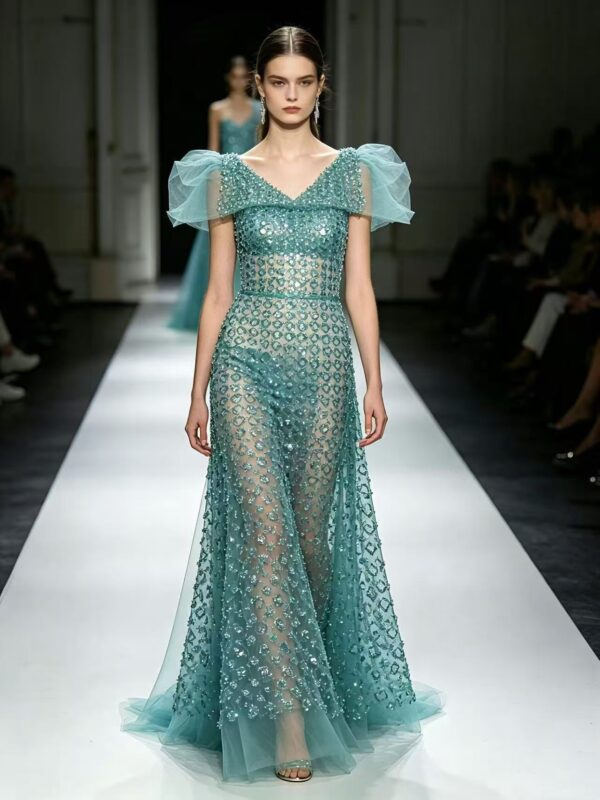 Premium Beaded Tulle Embroidery Fabric - Factory Price Bead Fabric for Prom & Bridal4124