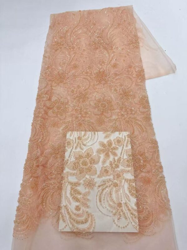 2026 Hot Sale Beaded Embroidery Fabric | Real Pearl Bead Luxury Dress Material0519