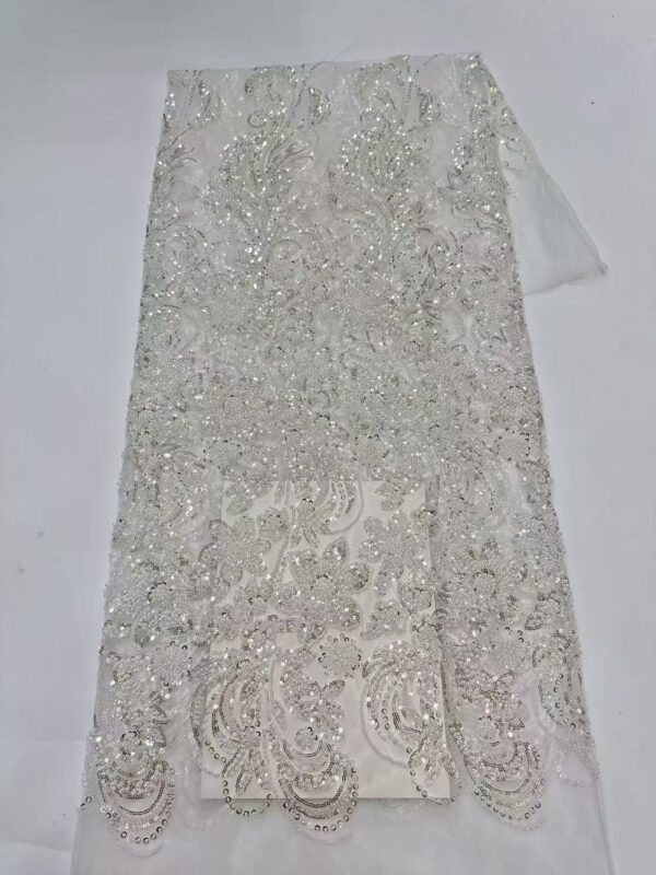 2026 Hot Sale Beaded Embroidery Fabric | Real Pearl Bead Luxury Dress Material0519